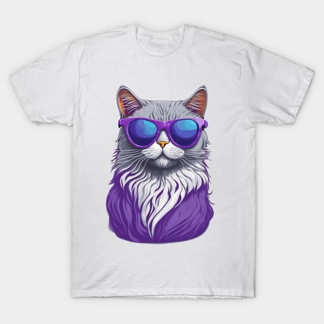 Purple cat in sunglasses T-Shirt by Urbanic
